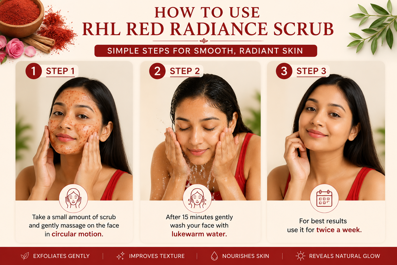 Red Radiant Glow scrub